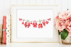 Watercolor Santa and Elf Outfit Clipart Product Image 8