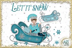 Christmas Snow Queen in Turquoise and Silver 25 PNG images Product Image 5