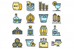 Whisky icon set line color vector Product Image 1