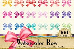 100 Watercolor Bow Clip Arts, Fashion Clip art, Princess Bow Product Image 1
