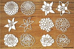 Flowers (set 3) SVG files for Silhouette Cameo and Cricut. Flowers clipart PNG transparent included. Rose, Dahlia, Lily, Bouquet svg. Product Image 1