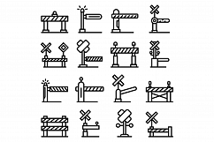 Railroad barrier icons set, outline style Product Image 1