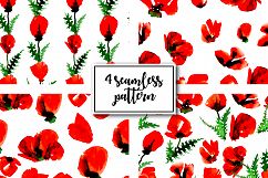 Poppy flowers watercolor set. Product Image 8