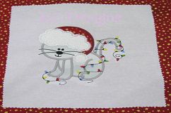 Christmas Cat With Lights Machine Applique Embroidery Design Product Image 1