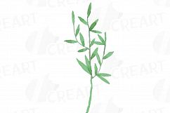 Green leaves and branches watercolor clip art pack, hand painted leafs collection. PNG, jpg, svg, vector illustrator &amp; corel files included Product Image 7