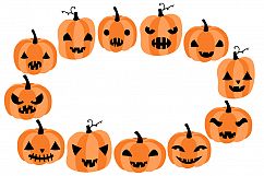 Cute Halloween pumpkin clipart set with eyes and mouths Product Image 2