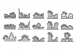 Roller coaster amusement icons set, outline style Product Image 1