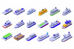 Ferry icons set, isometric style Product Image 1