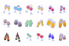 Cheers icons set, isometric style Product Image 1