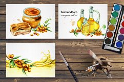 Sea buckthorn. Watercolor Product Image 5
