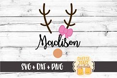 Personalized Girl Reindeer with Bow - Christmas SVG File Product Image 2