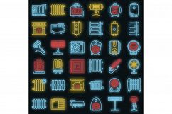 Electric heater icon set vector neon Product Image 1