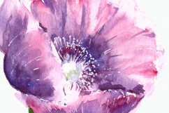 Watercolor Purple Summer Floral Clip Art Set Product Image 2