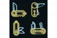 Penknife icons set vector neon Product Image 1