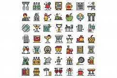 Bartender icons set line color vector Product Image 1