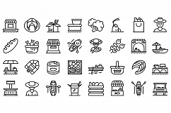 Floating market icons set, outline style Product Image 1