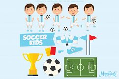 Soccer / Footbal Children Clip Art - Sport Clip Art - BASEBALL KIDS - with football sport element, ball, shoes, flag, whistle, flag digital Product Image 4