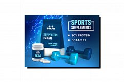 Sports Supplements Nutrient Promo Banner Vector Product Image 1
