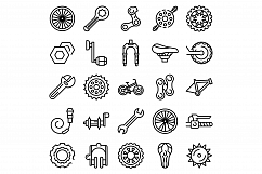 Bicycle repair icons set, outline style Product Image 1