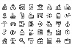 Bank icons set, outline style Product Image 1