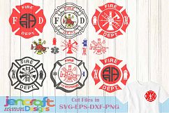 Firefighter Svg, Fireman Monogram Badge SVG, EPS, DXF, PNG Product Image 1