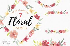 Watercolor Frames Borders Flowers Pink Red Set Product Image 1