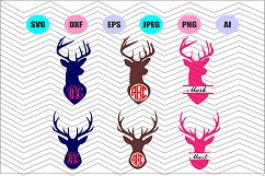 Deer Head Svg,Deer Head monogram Svg Vector File Vinyl Decal Product Image 1