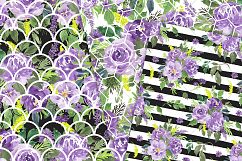Purple Watercolor Floral Digital Paper Product Image 3