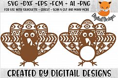 Aztec Turkey Monogram SVG for Silhouette, Cricut, Scan N Cut Product Image 1