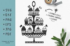 Cupcake Stand - SVG DXF PNG EPS JPG PDF Cutting File Product Image 1