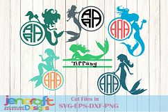 Mermaid SVG - Monogram Frames SVG images Product Image 1