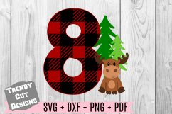 Bundle, Moose Buffalo Plaid Birthday Set SVG Product Image 9