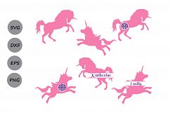Unicorn Svg files, unicorn monogram svg, Unicorn Silhouette svg, unicorn clipart, unicorn cutting file, Cricut files, svg, dxf, eps, png. Product Image 1