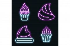 Meringue icons set vector neon Product Image 1