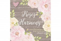 Watercolor Roses harmony clipart Product Image 3