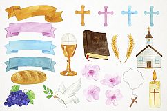 Watercolor 1st Communion Clipart, 1st Communion Clip Art Product Image 2