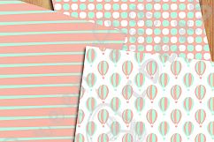 Mint and Coral Hot Air Balloons Digital Papers Product Image 5