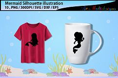 baby mermaid / Mermaid silhouette svg / water silhouette / beauty girl silhouette / mermaid vector / mermaid svg  / EPS / PNG / SVG / DXf / icon Product Image 2