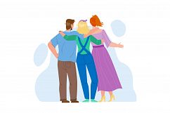 Friendship Young People Back Side View Vector Product Image 1