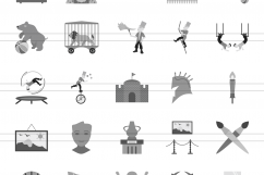 166 Places Flat Greyscale Icons Product Image 2