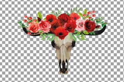Watercolor Floral Boho Longhorn Bull Skull clip art, png Product Image 2