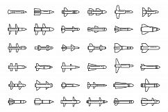 Air missile attack icons set, outline style Product Image 1