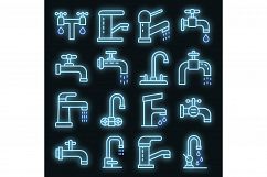 Faucet icons set vector neon Product Image 1