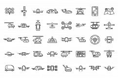 Unmanned taxi drive icons set, outline style Product Image 1