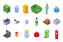 Waste icons set, isometric style Product Image 1