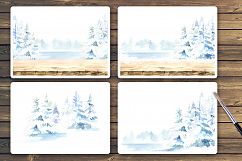 Winter backgrounds. Watercolor landscape Product Image 5