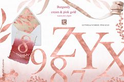 Burgundy cream &amp; gold pink watercolor flowers. Product Image 4