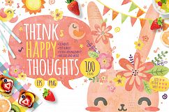 Think Happy Thoughts - Cute Bunny Set Product Image 1