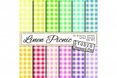 Linen Picnic Digital Paper - 12 Linen Gingham Digital Paper Product Image 1