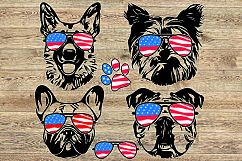 Dogs USA Flag Glasses Paw SVG German shepherd Yorkshire 856S Product Image 1